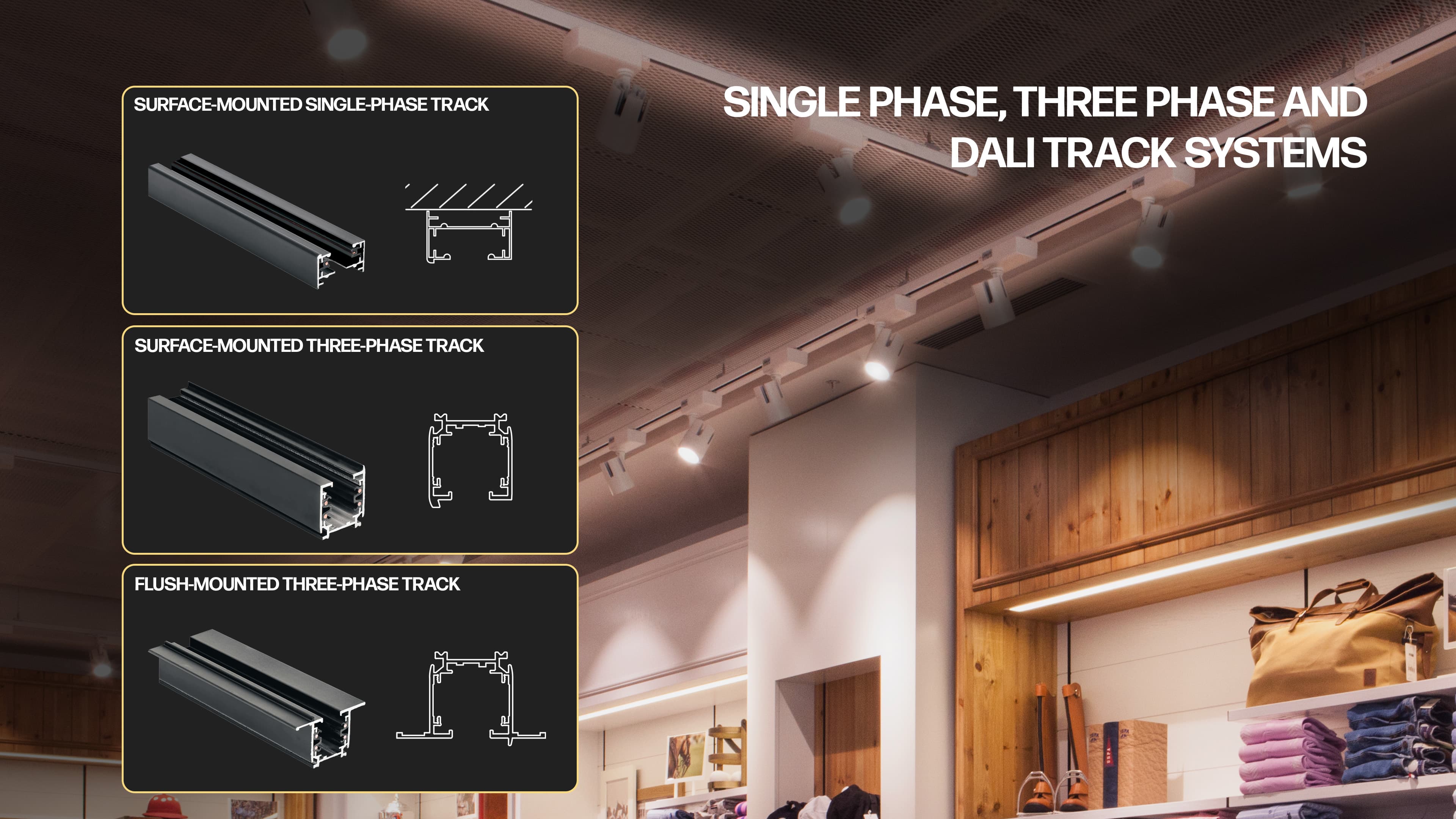 Single Phase, Three Phase and Dali Electro-rail Systems